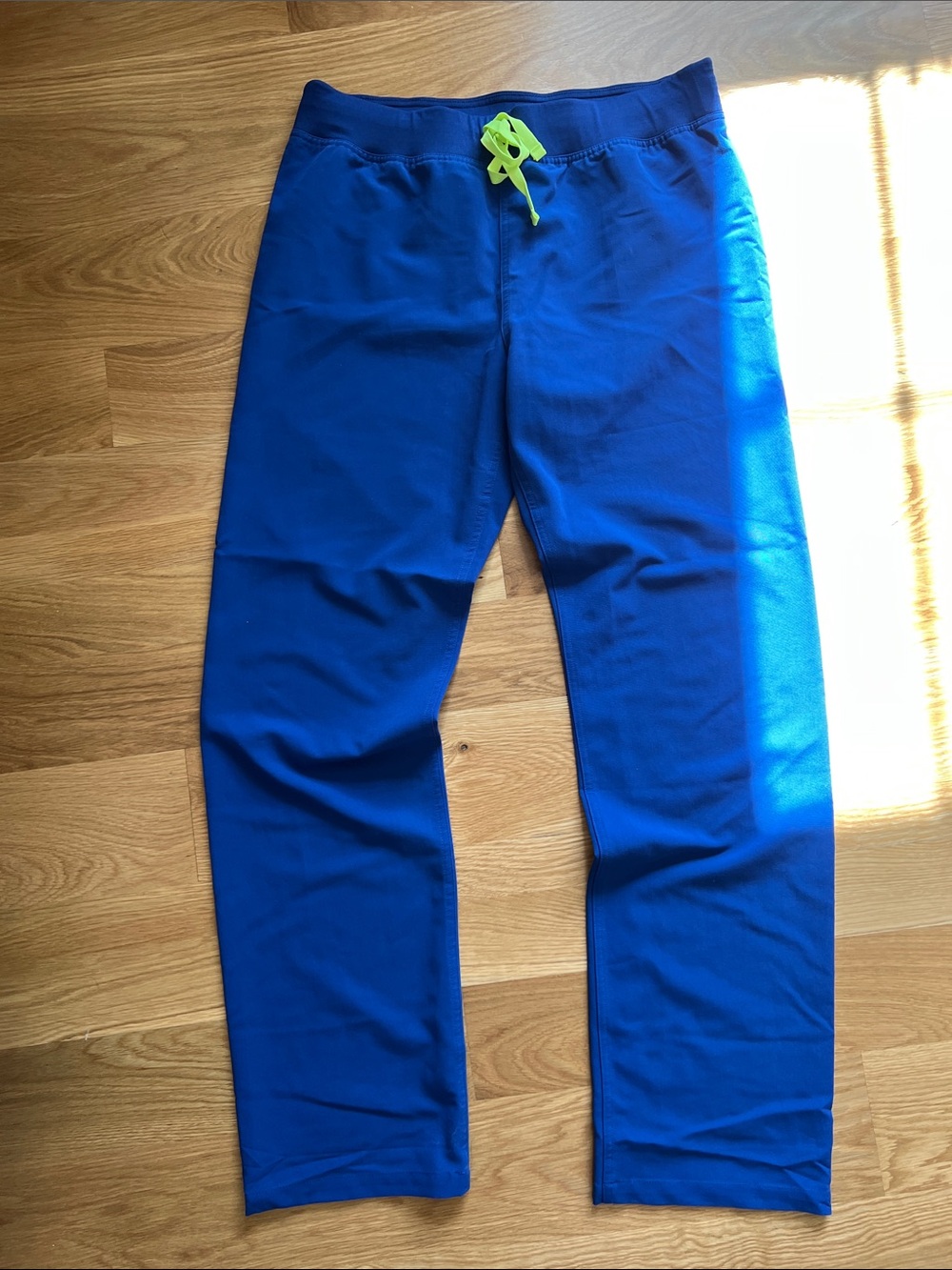 Figs Electric Blue Women's Scrub Pant with Neon Lime Drawstring